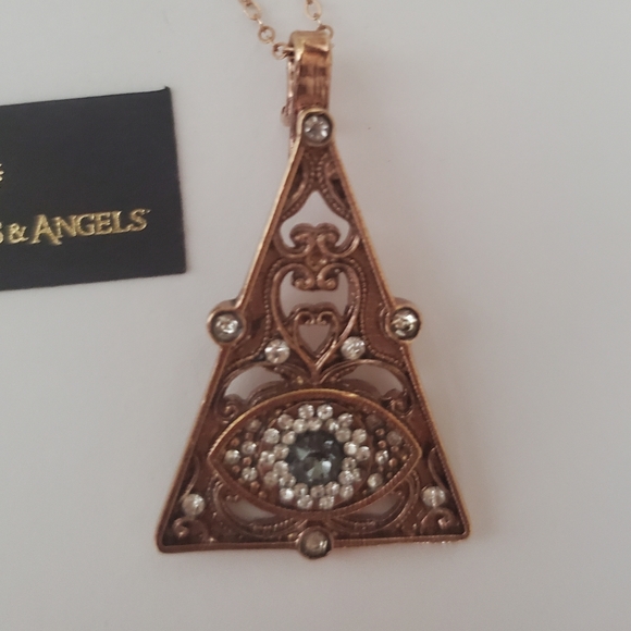NWT Virgin Saints & Angels Rare Rose Gold Evil Eye Pendent and Necklace - Picture 4 of 10